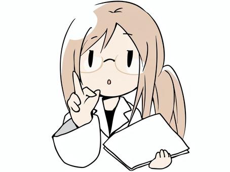 白衣を着た女性 リムレス眼鏡 女性,リムレス眼鏡,白衣,女医,先生,眼鏡,書類,薬剤師,ポーズ,学校のイラスト素材