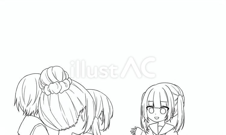 線画/女の子 線画,塗り絵,女の子のイラスト素材