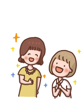 素敵女性にアドバイスを貰うかわいい女の子 大人女性,アドバイス,サポート,制服,相談,カウンセリング,助言,理想,憧れ,お姉さんのイラスト素材