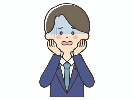 焦った表情のスーツの男性 焦った表情のスーツの男性 焦る,困る,不安,ガーン,男性,ショック,絶望,緊張,落ち込む,男のイラスト素材