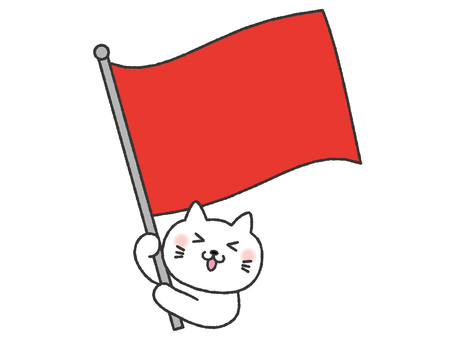 大きな旗を振って応援する猫 猫,応援,かわいい,旗,フラッグ,スポーツ,運動会,体育祭,試合,部活のイラスト素材