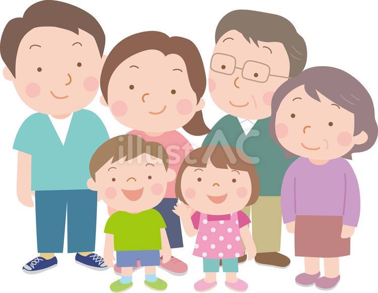 三世代家族 家族,親子,三世代のイラスト素材