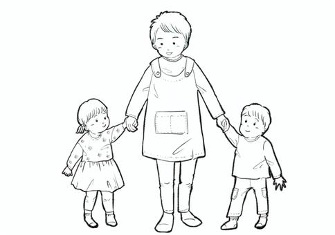 保育士　イラスト　男性 育児,人物,子供,かわいい,手書き,全身,保育,保育園,子育て,生活のイラスト素材