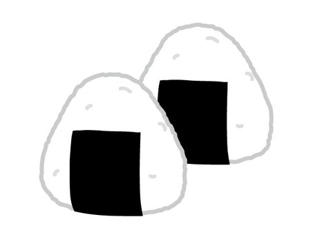 おにぎりのシンプルなイラスト おにぎり,おむすび,海苔,ごはん,お米,炭水化物,シンプル,食べ物,白ごはん,2個のイラスト素材