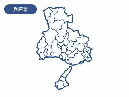 兵庫県の地図の線画 地図,兵庫県,線画,淡路島,神戸市,尼崎市,西宮市,芦屋市,猪名川町,川西市のイラスト素材