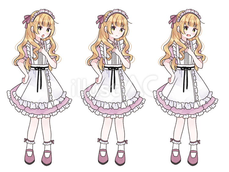 シンプルメイドの立ち絵素材3種 4-2 メイド,立ち絵,女の子のイラスト素材