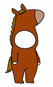 干支の馬の着ぐるみ左向き うま,馬,午,着ぐるみ,干支,手書き,年賀状のイラスト素材