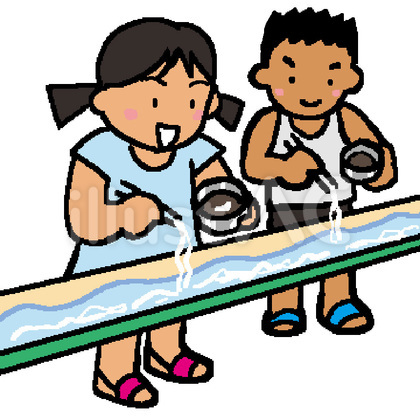 流し素麺のイラスト(ギザギザ線)