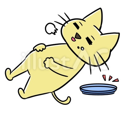 満腹でお腹をさする猫のイラスト