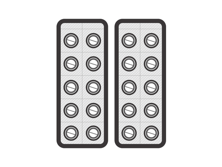 薬（錠剤・シート２枚）02-02 薬,錠剤,ブリスターパック,ptpシート,薬局,病院,病気,治療,アイコン,マークのイラスト素材