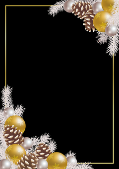クリスマスフレーム 11 クリスマス,フレーム,背景,カード,オーナメント,まつぼっくり,ボタニカル,飾り,装飾,あしらいのイラスト素材
