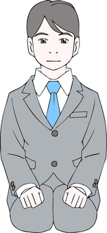 正座するスーツの男性 正座,スーツ,男性,座る,会社員のイラスト素材
