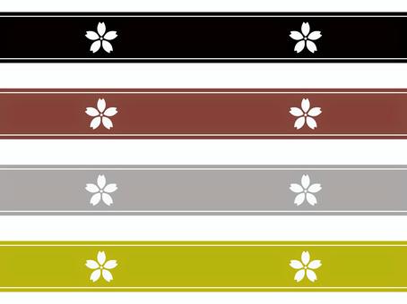 かわいい花のリボンバナー 黒・金色系4色 かわいい花のリボンバナー 黒・金色系4色 花,バナー,リボン,横断幕,飾り帯,テープ,カラフル,花形,桜,デコレーションのイラスト素材