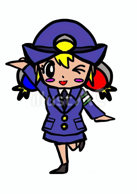 信号機ちゃん　ご案内ポーズ 信号機,擬人化,ミニキャラのイラスト素材
