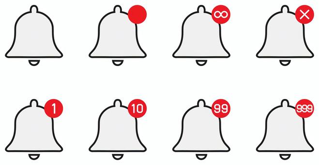 ベル、通知のアイコンセット 白 ベル,通知,アラーム,アイコン,鈴,お知らせ,アラート,鐘,シンボル,挿絵のイラスト素材