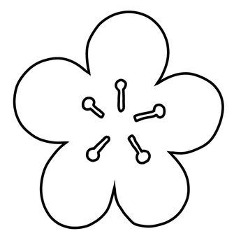梅の花塗り絵 花,アイコン,梅,植物,手書き,塗り絵のイラスト素材