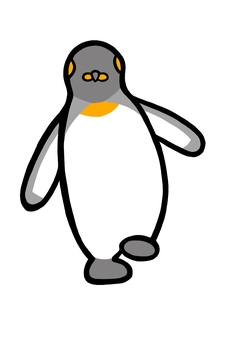 トコトコ歩くキングペンギン キングペンギン,オウサマペンギン,ペンギン,鳥,黒,白,グレー,羽,フリッパー,足のイラスト素材