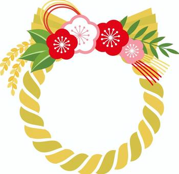 しめ縄と梅の花 しめ縄,年賀状,お正月,年賀,賀正,縁起物,新年,しめ飾り,正月,玄関のイラスト素材
