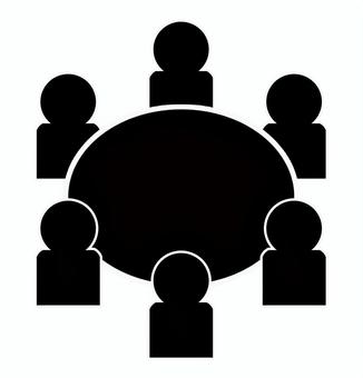 会食シルエット 会食,人,人物,テーブル,食事,大人数,６人,シルエット,アイコン,複数のイラスト素材