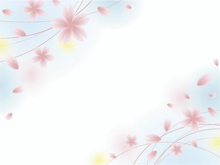 桜のフレーム 桜,花,春,枠,フレーム,３月,４月,ピンク,植物,花びらのイラスト素材