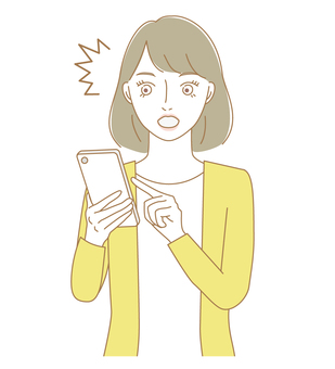 スマホ　驚く女性