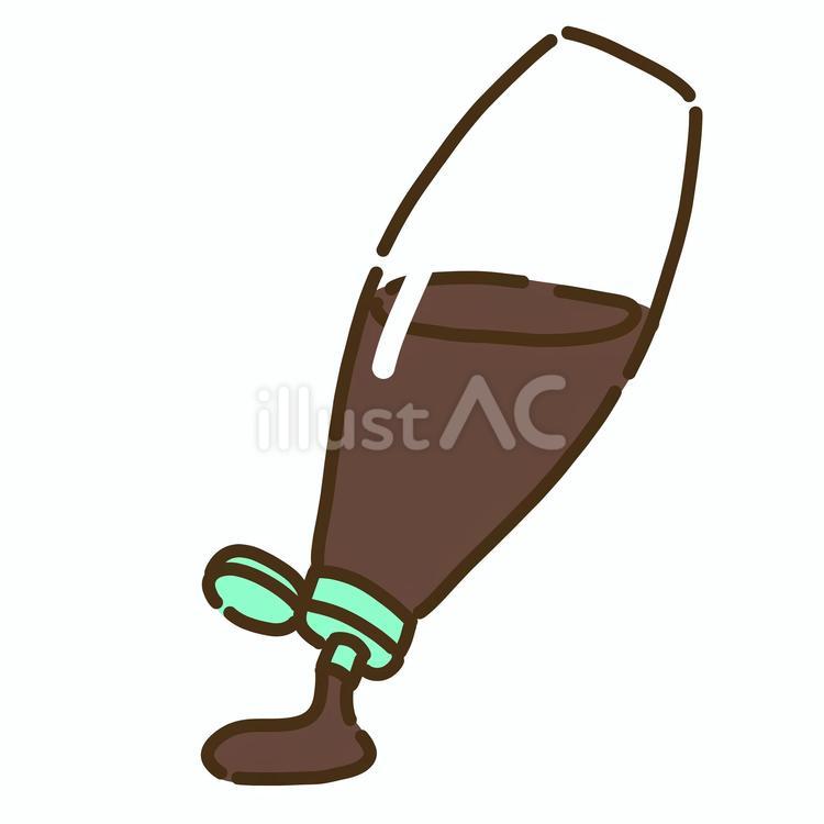 青緑色の蓋と中身を出しているソース５ ソース,調味料,焦げ茶のイラスト素材