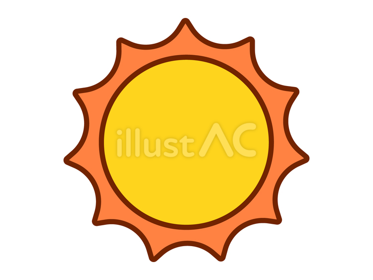 夏の強い日差しの太陽のイラスト／線有 太陽,夏,おひさまのイラスト素材