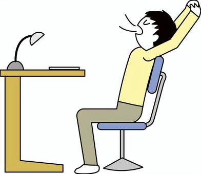 背伸び男性 背伸び男性 背伸び,座る,椅子,姿勢,席,疲れる,机,勉強,デフォルメ,男性のイラスト素材