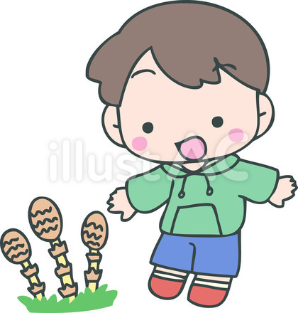 つくしを発見する男の子