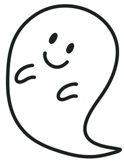 壁面おばけ３ お化け,塗り絵,簡単,手描き,シンプル,ぬりえ,ハロウィン,夏,壁面,肝試しのイラスト素材