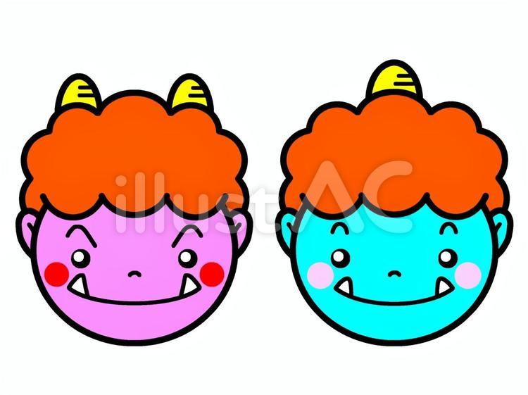 赤鬼　青鬼　節分　イラスト 節分,赤鬼,青鬼のイラスト素材