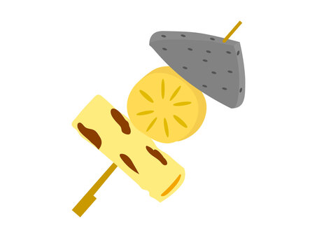 串にささったおでん おでん,大根,こんにゃく,ちくわ,食べ物,冬,具材,おでん屋,串,和食のイラスト素材