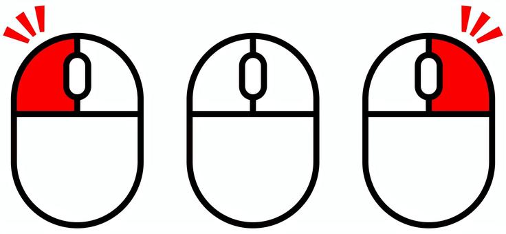 マウスのアイコンセット 赤 マウス,クリック,カーソル,操作,パソコン,スクロール,デバイス,周辺機器,インターネット,pcのイラスト素材