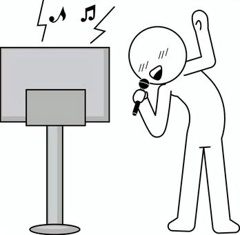 カラオケ　 カラオケ,カラオケボックス,一人,趣味,歌う,ノリノリ,デフォルメ,人物のイラスト素材