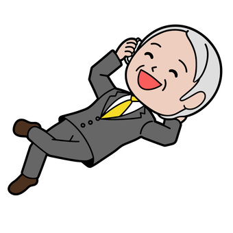サボる人 スマホ,通話,休憩,笑顔,寝転ぶ,リラックス,終業,男性,スーツ,ビジネスのイラスト素材