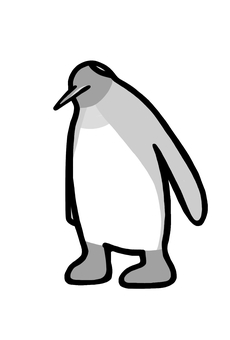 首をかしげるキングペンギン　グレー キングペンギン,オウサマペンギン,ペンギン,鳥,黒,白,グレー,水族館,動物,首のイラスト素材