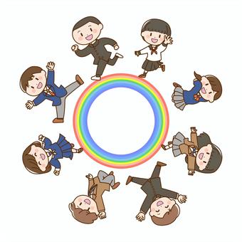 Illustration, rainbow, circle, pill, 