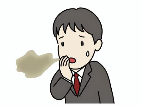 口臭が気になる若い男性 口臭,気になる,気にするのイラスト素材