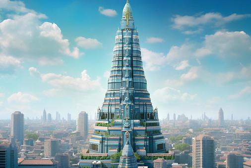 Illustration, torre, enorme, estructura, 