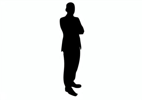 腕を組む男性の全身シルエット 男性,人間,シルエット,黒,シンプル,影,腕組み,ベクター,ビジネス,人のイラスト素材