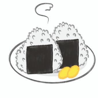 おにぎり おにぎり おにぎり,おむすび,にぎりめし,ごはん,米,三角おむすび,三角おにぎり,朝ごはん,海苔,主食のイラスト素材