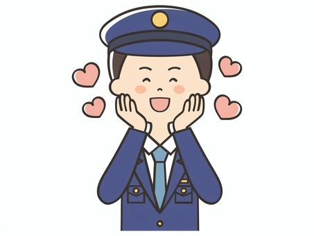 恋をする男性警察官 好き,ハート,警察官,ワクワク,ときめく,恋,憧れ,可愛い,ドキドキ,幸せのイラスト素材