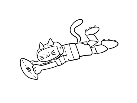 ラグビーをする猫（モノクロ） 猫,ラグビー,スポーツ,運動,トライ,ラグビーボール,ボール,躍動感,ヘッドキャップ,ヘッドギアのイラスト素材