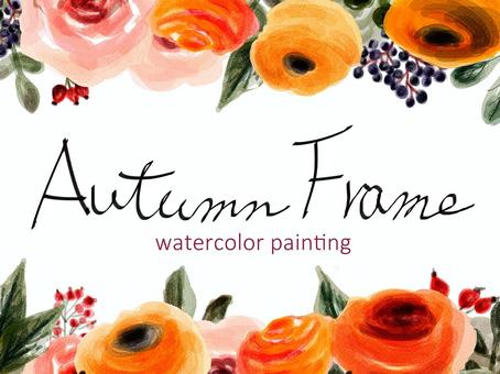 Illustration, autumn, frame, flower decoration, JPG, PNG and AI