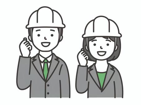 がんばれ！作業員 作業員,男性,安心,作業服,工事,作業着,現場監督,笑顔,建築業,ヘルメットのイラスト素材