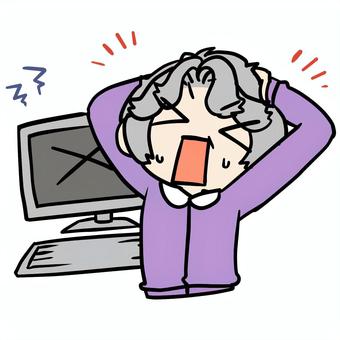 パソコンがエラーで焦るおばあさん パソコンがエラーで焦るおばあさん おばあさん,パソコン,エラー,焦る,デジタル,苦手,パニック,大変,やばい,壊すのイラスト素材