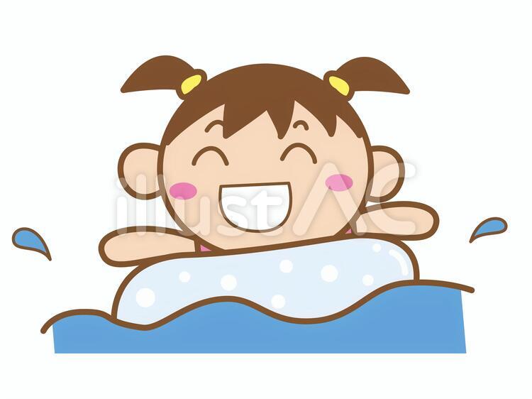 プール 浮き輪の女の子イラスト No 無料イラストなら イラストac