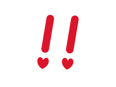 ハートのビックリマーク(赤) ビックリマーク,ビックリ,驚き,アイコン,！,符号,感情,強調,注意,記号のイラスト素材