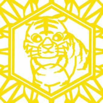 シームレスなモザイク　干支 寅　o 寅,虎,トラ,干支,動物,正月,線,バックグラウンド,モザイク,六角形のイラスト素材