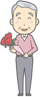 Elderly Male C-Bouquet-Full Body, old man, senior citizens, people, JPG and PNG